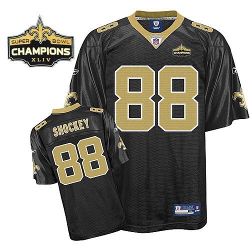 Saints #88 Jeremy Shockey Black Super Bowl XLIV 44 Champions Stitched Youth NFL Jersey