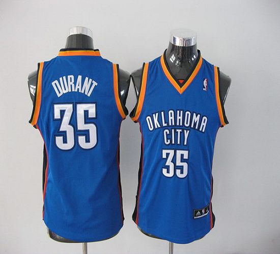 Thunder #35 Kevin Durant Blue Stitched Youth NBA Jersey