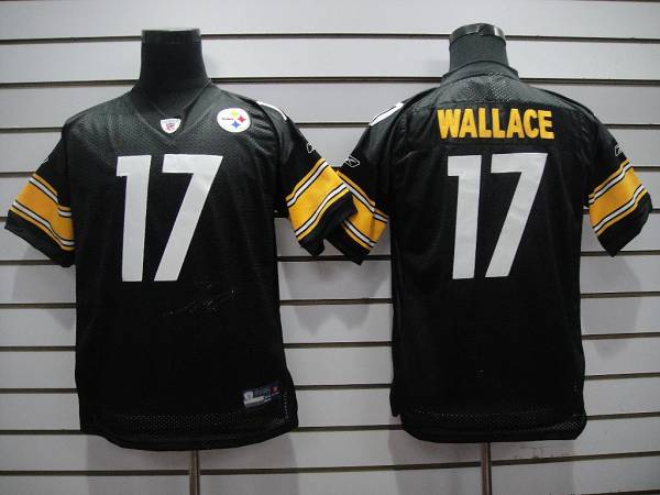 Steelers #17 Mike Wallace Black Color Stitched Youth NFL Jersey