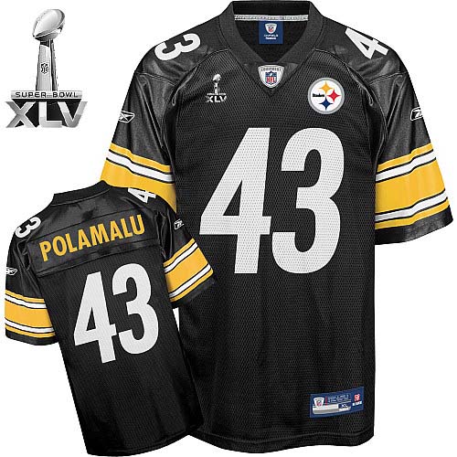 Steelers #43 Troy Polamalu Black Super Bowl XLV Stitched Youth NFL Jersey
