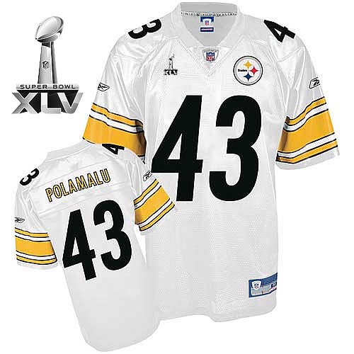 Steelers #43 Troy Polamalu White Super Bowl XLV Stitched Youth NFL Jersey