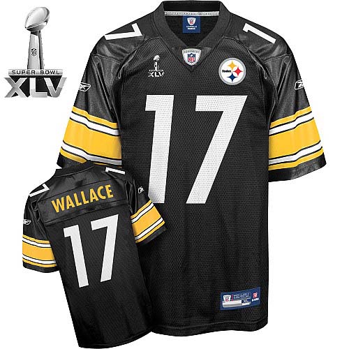 Steelers #17 Mike Wallace Black Super Bowl XLV Stitched Youth NFL Jersey