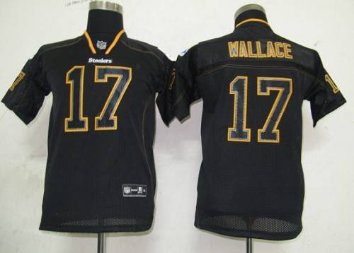 Steelers #17 Mike Wallace Lights Out Black Stitched Youth NFL Jersey