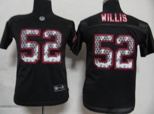 Sideline Black United 49ers #52 Patrick Willis Black Stitched Youth NFL Jersey