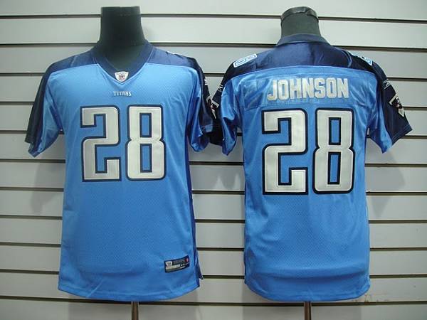 Titans #28 Chris Johnson Baby Blue Stitched Youth NFL Jersey