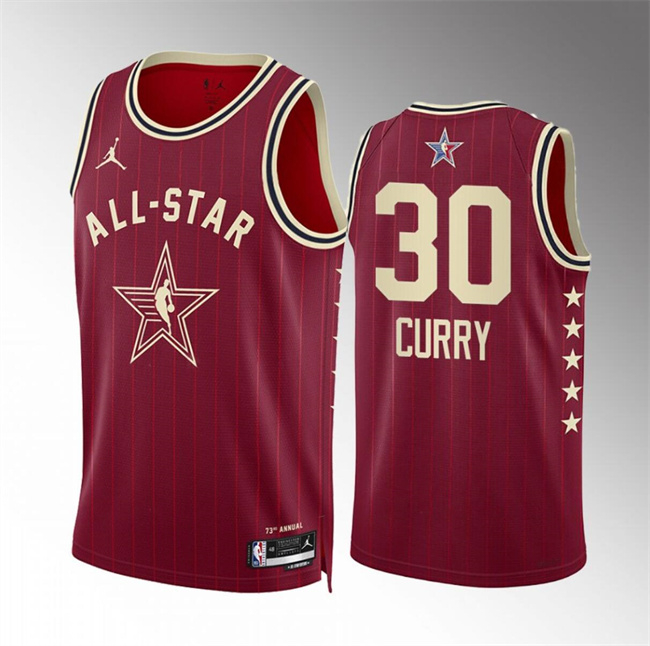 Youth Golden State Warriors 2024 All-Star #30 Stephen Curry Crimson Stitched Basketball Jersey