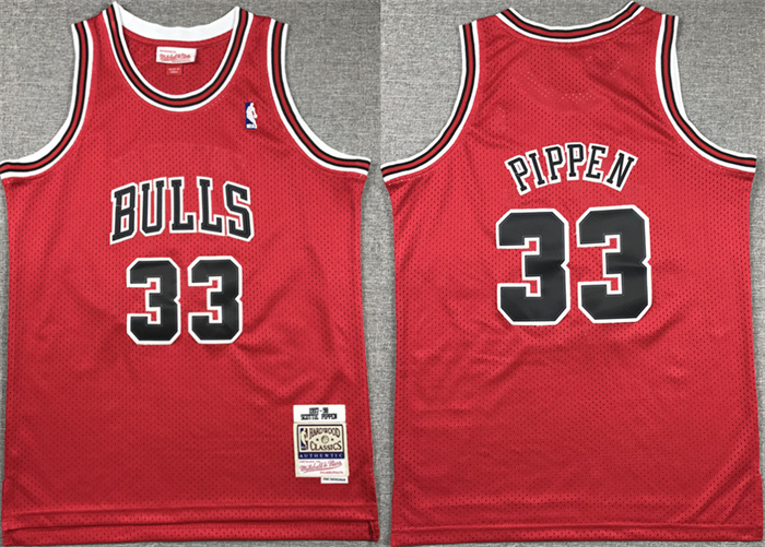 Youth Chicago Bulls #33 Scottie Pippen Red Stitched Basketball Jersey