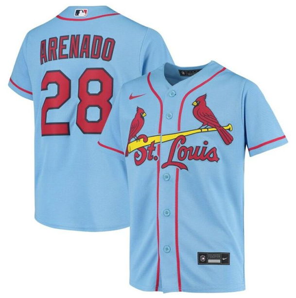Youth St. Louis Cardinals #28 Nolan Arenado Blue Cool Base Stitched Baseball Jersey