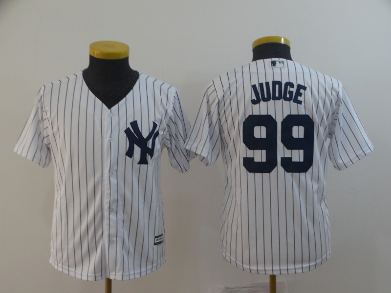 Youth New York Yankees #99 Aaron Judge 2019 White Cool Base Stitched MLB Jersey