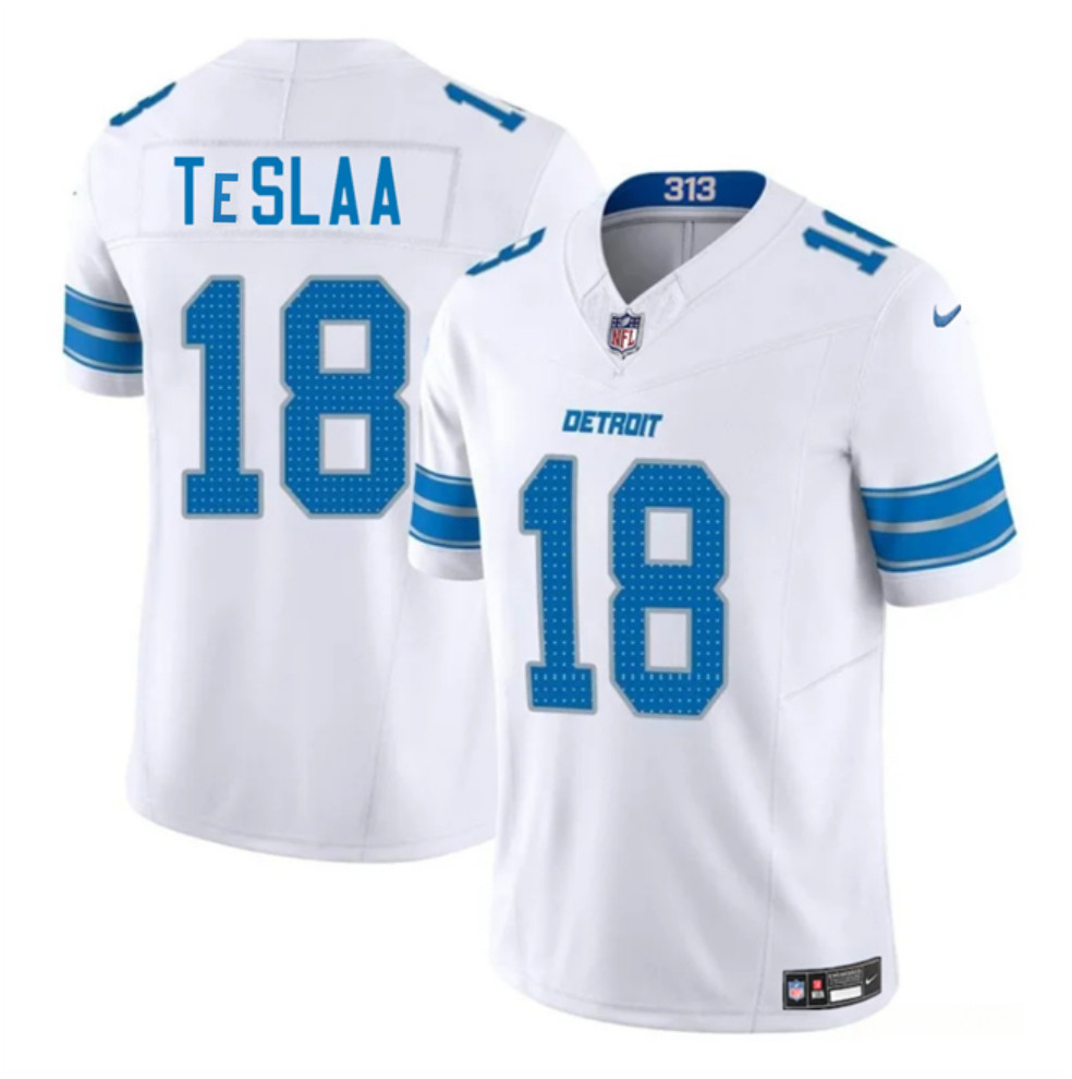 Youth Detroit Lions #18 Isaac TeSlaa White 2025 Draft F.U.S.E. Vapor Limited Stitched Jersey