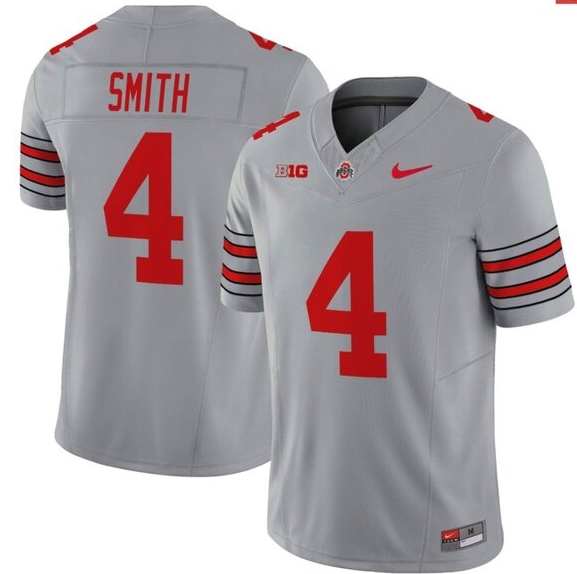 Youth Ohio State Buckeyes #4 Jeremiah Smith Grey 2025 F.U.S.E. Stitched Football Jersey