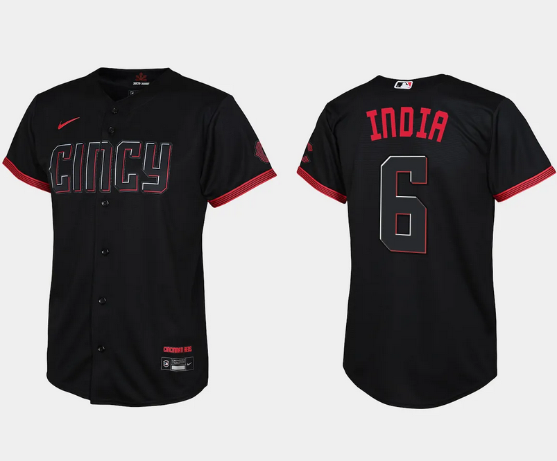 Youth Cincinnati Reds #6 Jonathan India Black 2023 City Connect Stitched Baseball Jersey