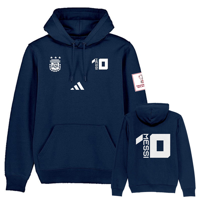 Men's Argentina #10 Messi Navy 2022 FIFA World Cup Soccer Hoodie