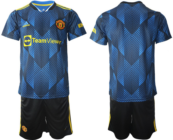 Men's Manchester United Blue Away Soccer Jersey Suit