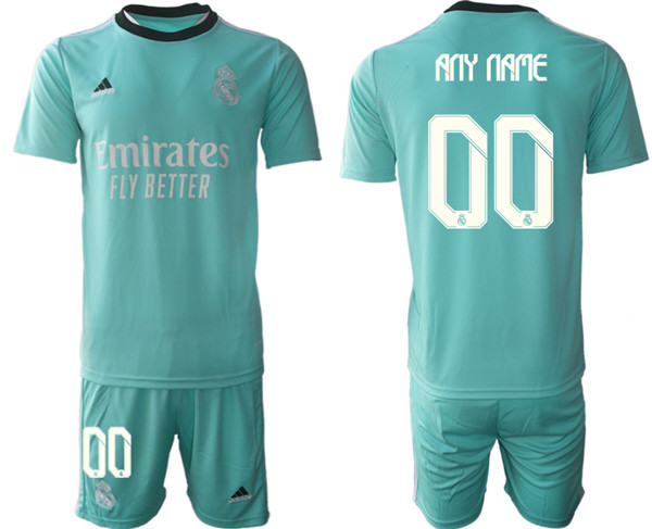 Men's Real Madrid Custom 2021/22 Teal Away Soccer Jersey Suit