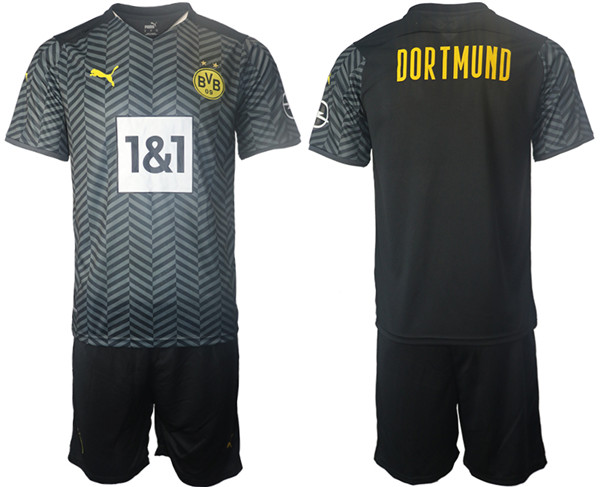 Men's Borussia Dortmund Black Away Soccer Jersey Suit