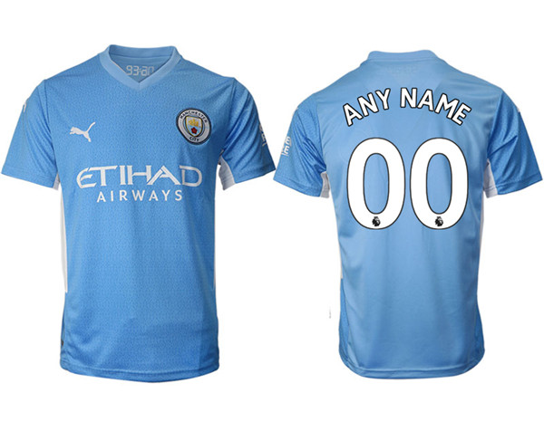 Men's Manchester City Custom 2021/22 Blue Home Jersey