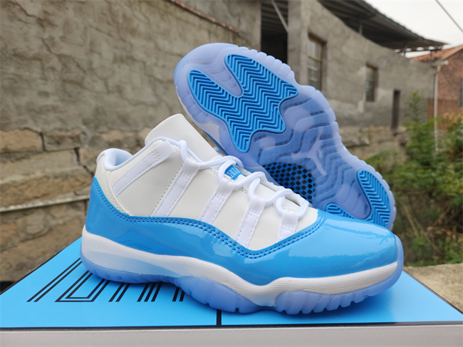 Women's Running weapon Air Jordan 11 White/Blue Shoes 036