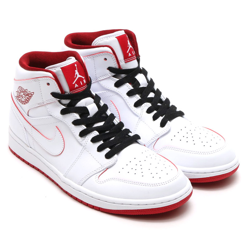 Running weapon Cheap Air Jordan 1 Mid White/Red/Black Retro Shoes Men
