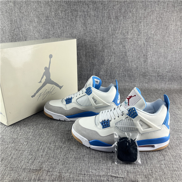 Women's Running weapon Air Jordan 4 White/Blue Shoes 075