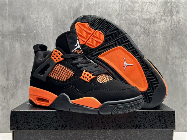Women's Running weapon Jordan 4 Black/Orange Shoes 055