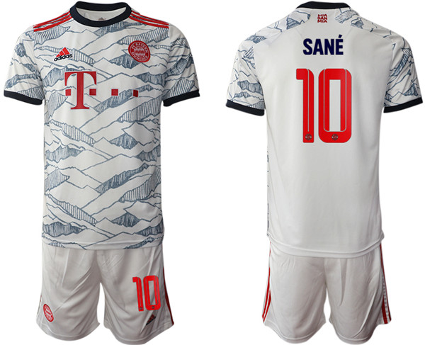 Men's FC Bayern München #10 Leroy Sané White Away Soccer Jersey Suit