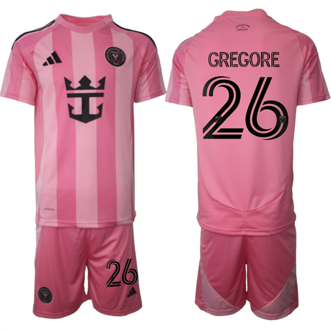 Men's Inter Miami CF #26 Gregore 25/26 Pink Home Soccer Jersey Suit