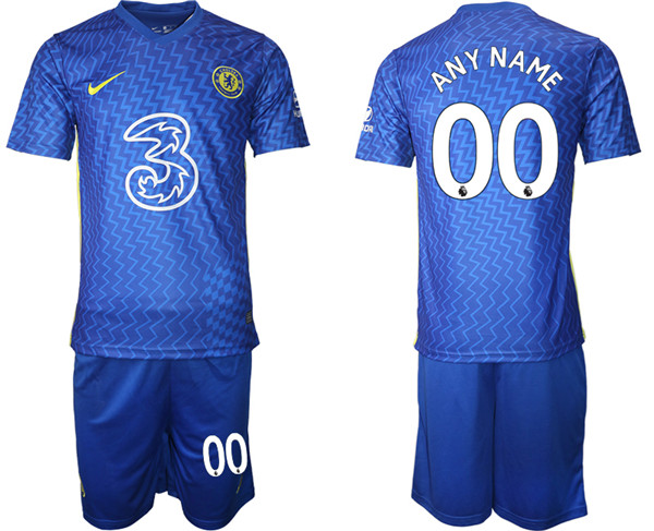 Men's Chelsea Custom 2021/22 Blue Home Soccer Jersey Suit