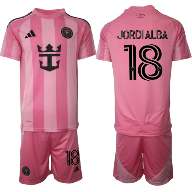 Men's Inter Miami CF #18 Jordi Alba 25/26 Pink Home Soccer Jersey Suit