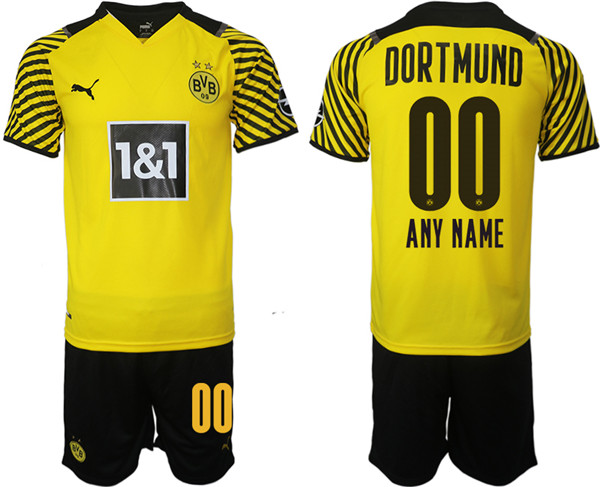 Men's Borussia Dortmund Custom Yellow Home Soccer Jersey Suit