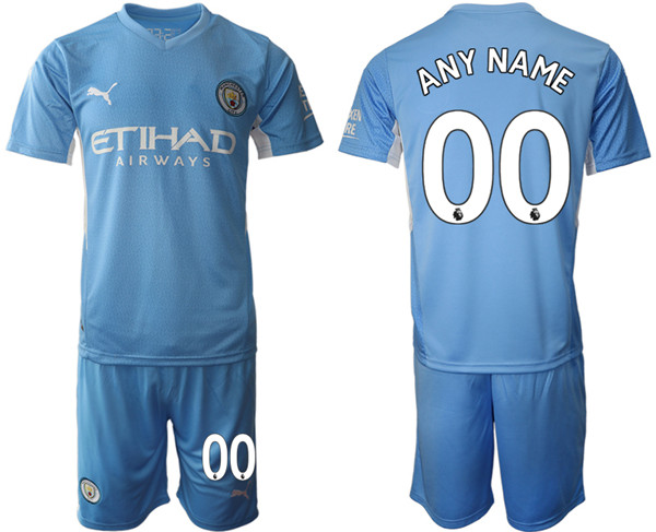 Men's Manchester City Custom 2021/22 Blue Home Jersey Suit