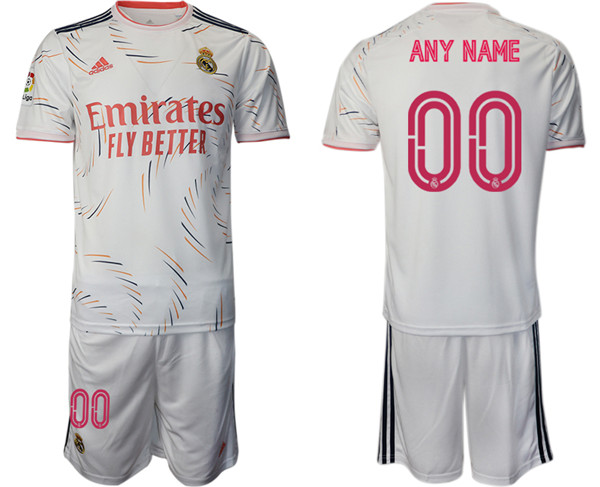 Men's Real Madrid Custom 2021/22 White Home Soccer Jersey Suit