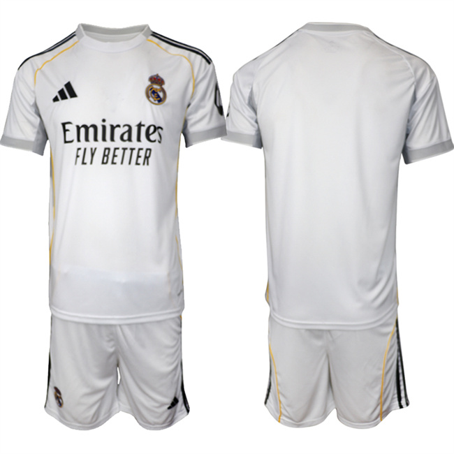 Men's Real Madrid Blank 25/26 White Home Soccer Jersey Suit