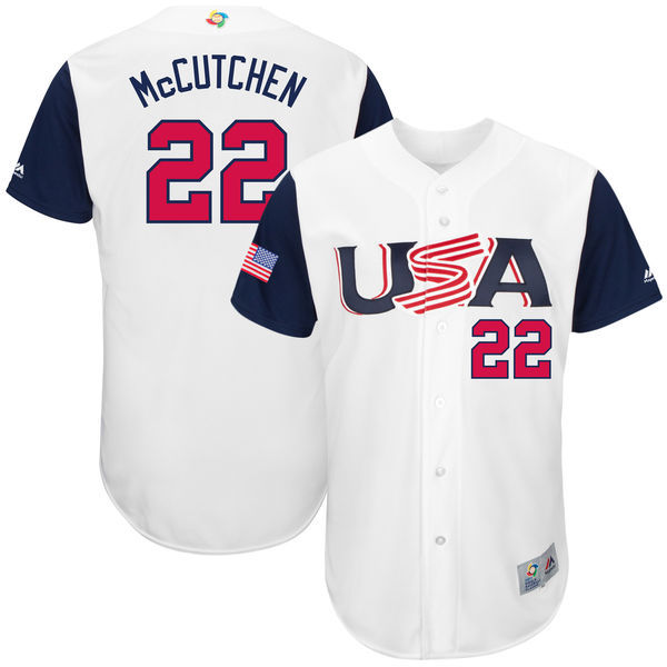 Men's USA Baseball #22 Andrew McCutchen White 2017 World Baseball Classic Stitched WBC Jersey
