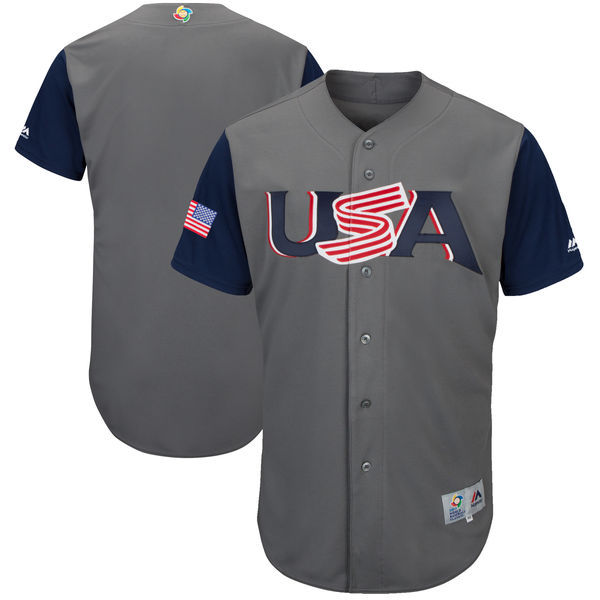 Men's USA Baseball Majestic Gray 2017 World Baseball Classic Team Stitched WBC Jersey