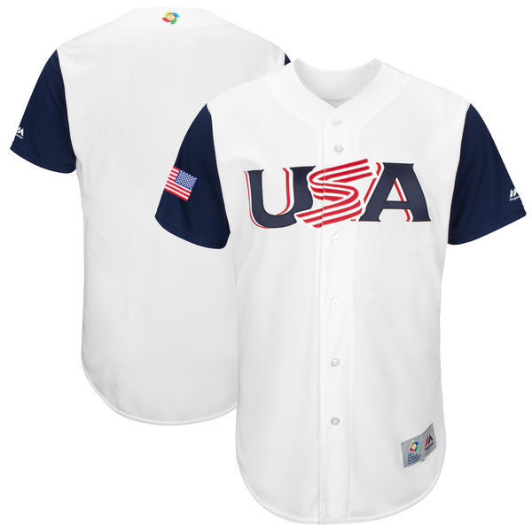 Men's USA Baseball Majestic White 2017 World Baseball Classic Team Stitched WBC Jersey