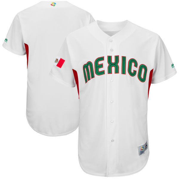 Men's Mexico Baseball Majestic White 2017 World Baseball Classic Team Stitched WBC Jersey