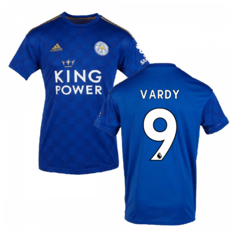 Men's Leicester City #9 Jamie Vardy Blue 2019-2020 Home Football Shirt