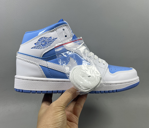 Women Running Weapon Air Jordan 1 White/Blue Shoes 527