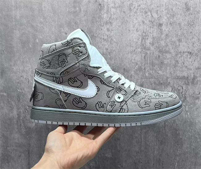 Women Running Weapon Air Jordan 1 Grey Shoes 525